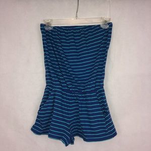 I Love H81 Strapless Blue Striped Romper Size Small